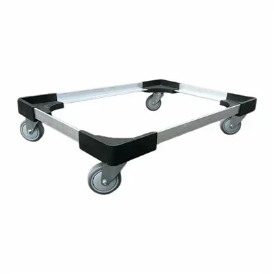 Crate dollies for moving plastic crates in material handling operations