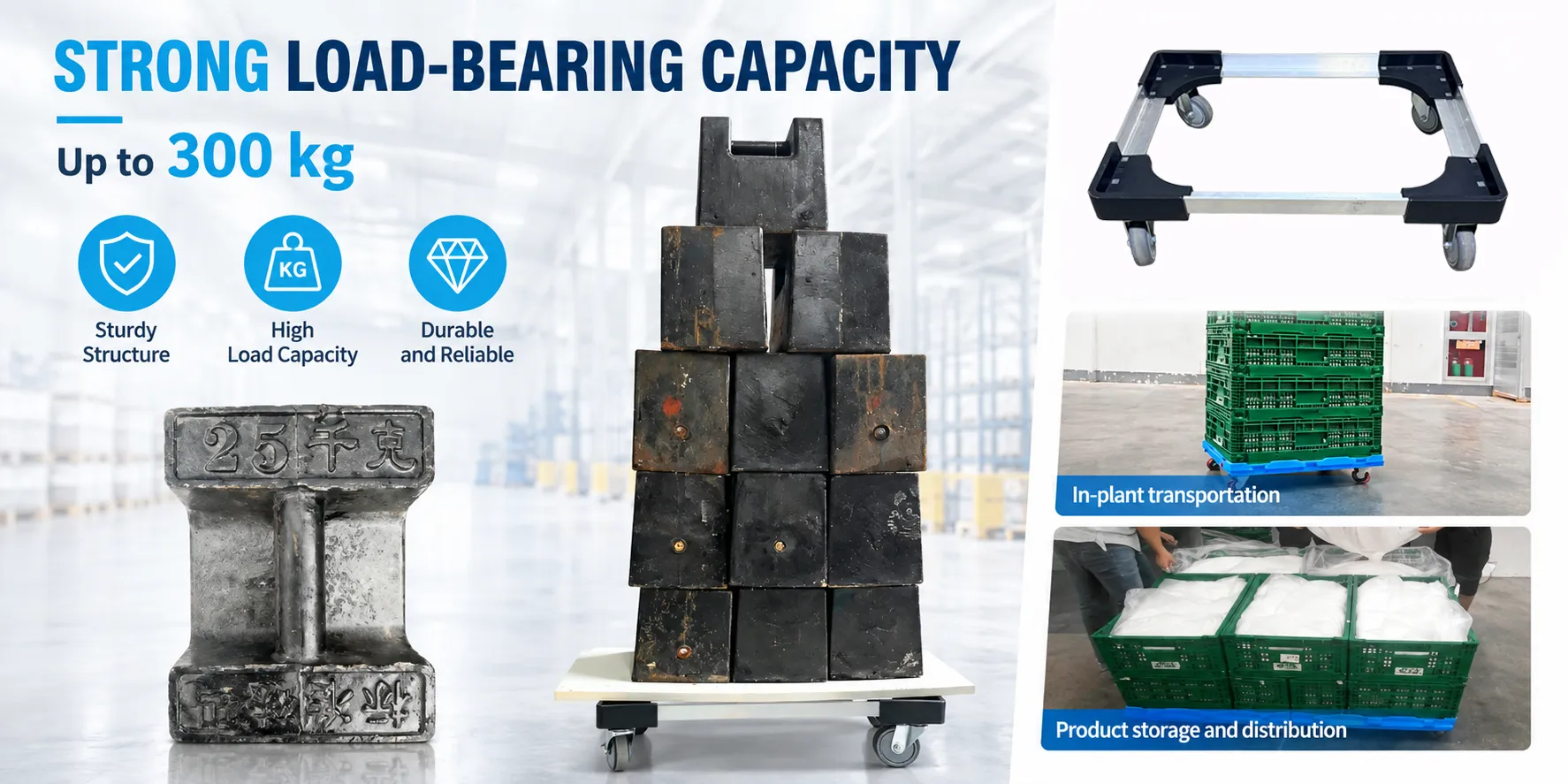 Aluminum Crate Dolly Load Test and Applications Aluminum crate dolly load test with warehouse transport and product distribution applications