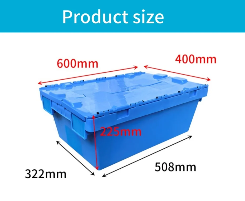 CX6040225C attached lid container dimensions 600 × 400 × 225 mm