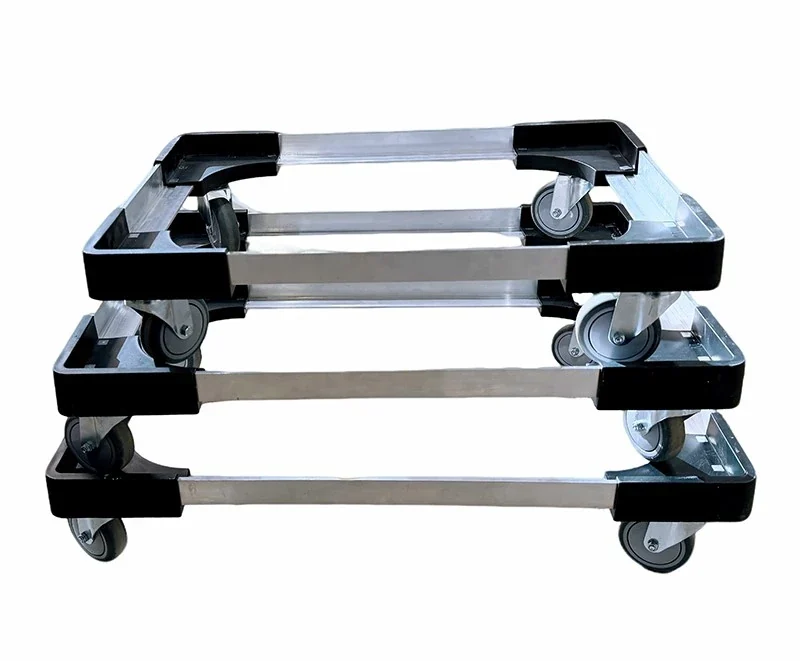 Stackable aluminum crate dollies with four swivel casters